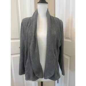 Cyrus M/L* Open Front Soft Knit Heather Gray Cardigan Rounded Hem Shawl Collar